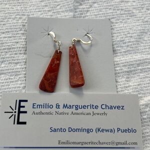 *Sold*  Carnelian Agate Gems on Sterling Silver Hooks Dangle Earrings
